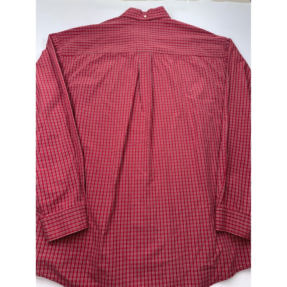 Eddie Bauer Button Front Shirt Mens Large Red Micro Check Plaid Long Sleeve L - Picture 3 of 9
